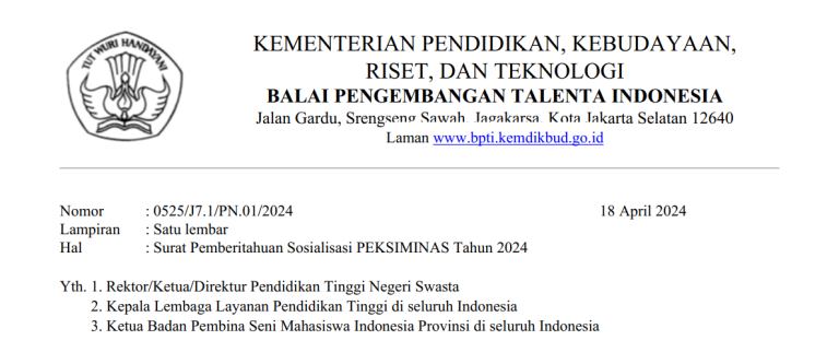 Sosialisasi Pekan Seni Mahasiswa Nasional (PEKSIMINAS) Tahun 2024