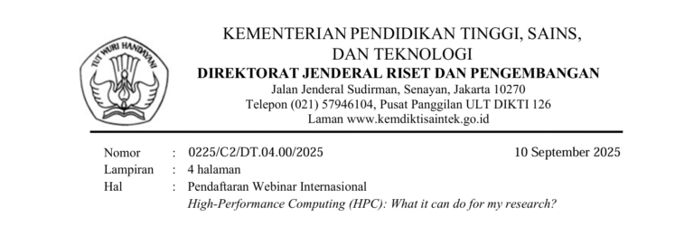 Pendaftaran Webinar Internasional 10 September 2025 High-Performance Computing (HPC): What it can do for my research?