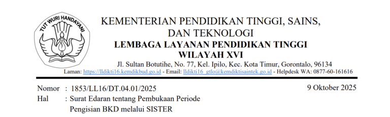 Surat Edaran tentang Pembukaan Periode Pengisian BKD melalui SISTER