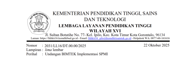 Undangan BIMTEK Implementasi SPMI