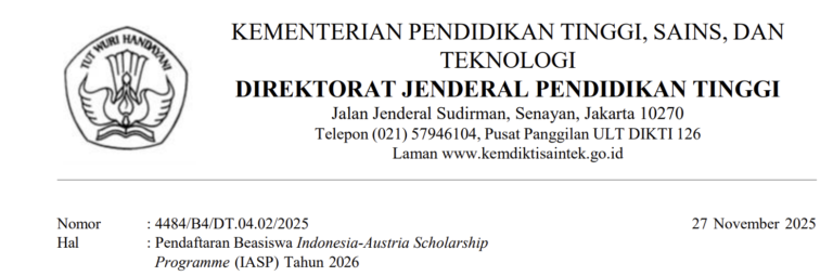 Pendaftaran Beasiswa Indonesia-Austria ScholarshipProgramme (IASP) Tahun 2026