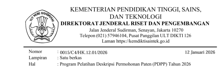 Program Pelatihan Deskripsi Permohonan Paten (PDPP) Tahun 2026