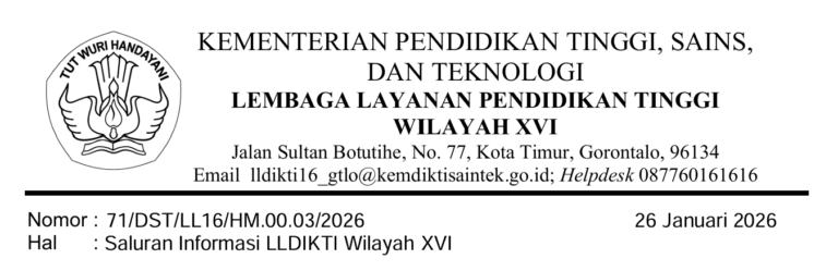 Saluran Informasi LLDIKTI Wilayah XVI