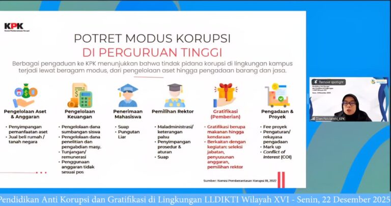 Targetkan WBK 2026, LLDIKTI XVI Gandeng KPK Perkuat Integritas dan Cegah Gratifikasi